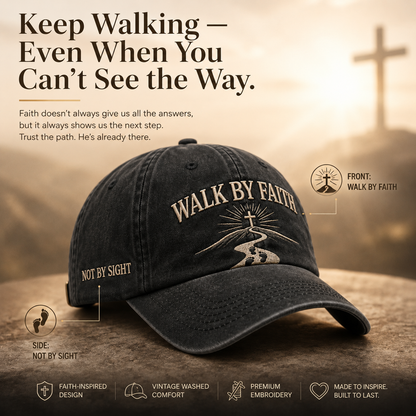WALK BY FAITH Vintage Christian Embroidered Cap