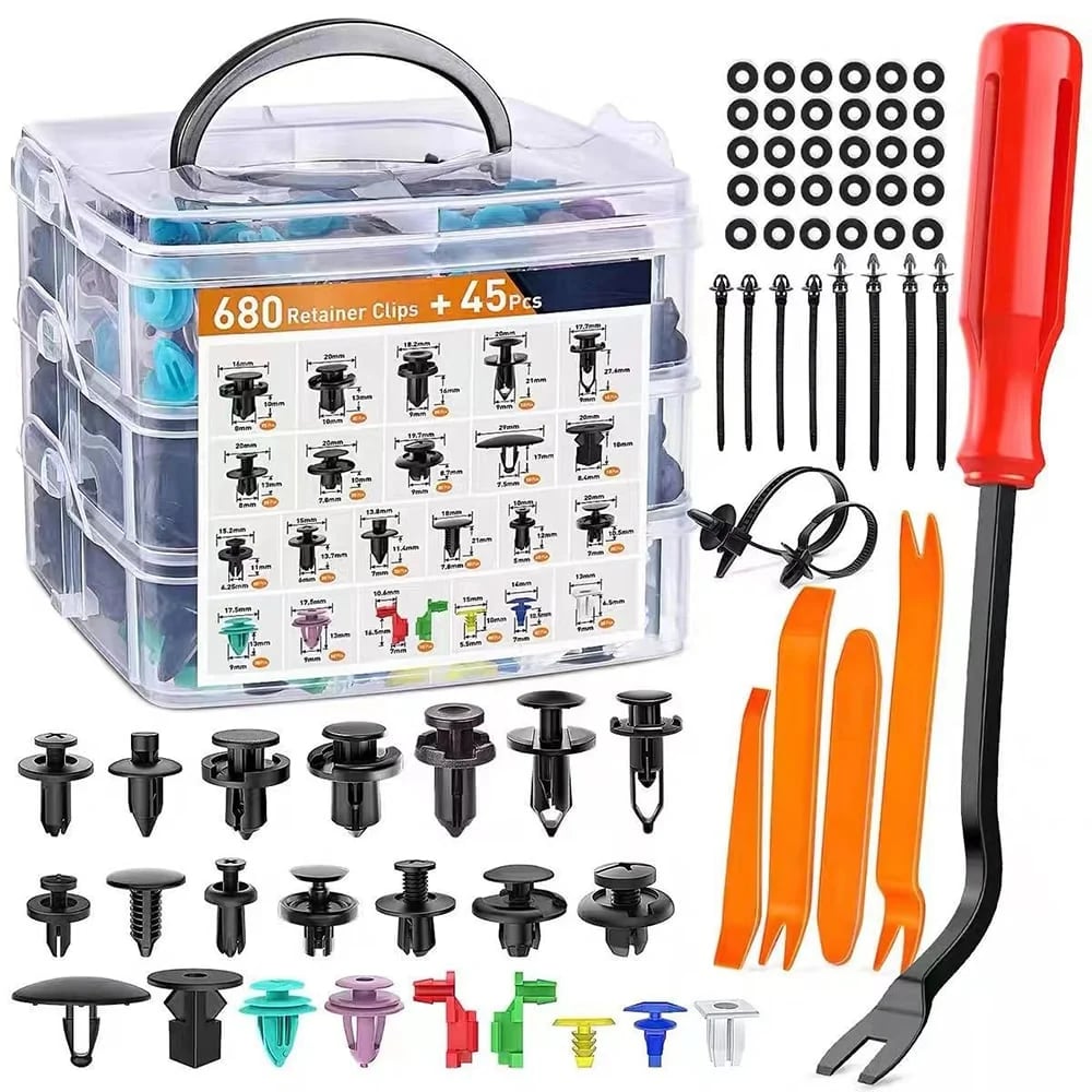 🚗 725PCS Car Push Retainer Clips & Fastener Assortment Kit
