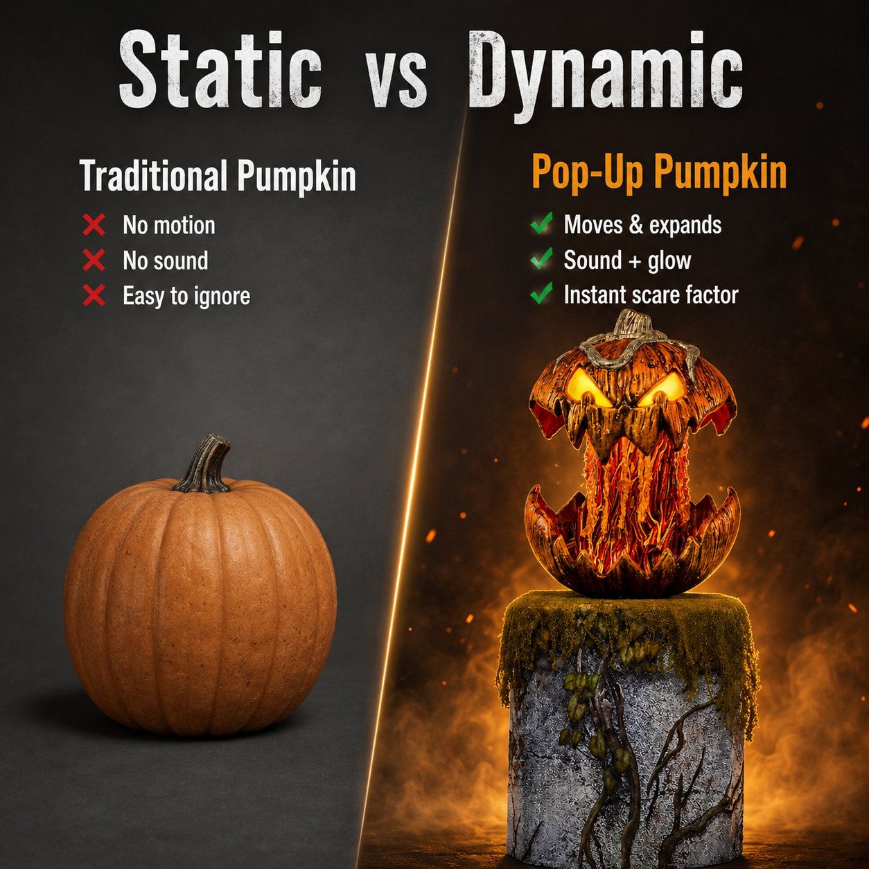 🎃 Bone‑Chilling Pop‑Open Pumpkin Light for Spooky Halloween Vibe