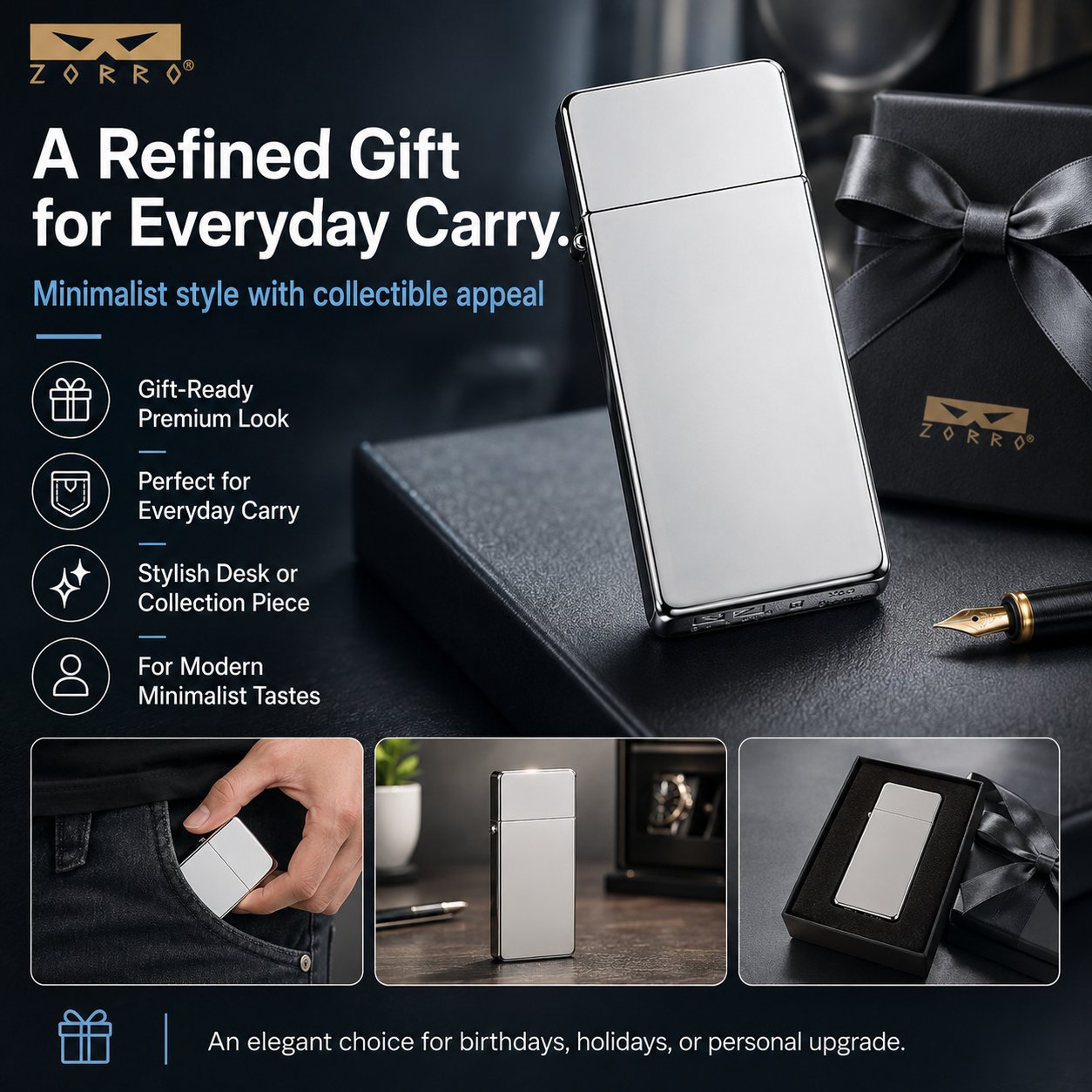 Ultra-Thin Metal Lighter – Mirror Chrome Reusable Kerosene Lighter