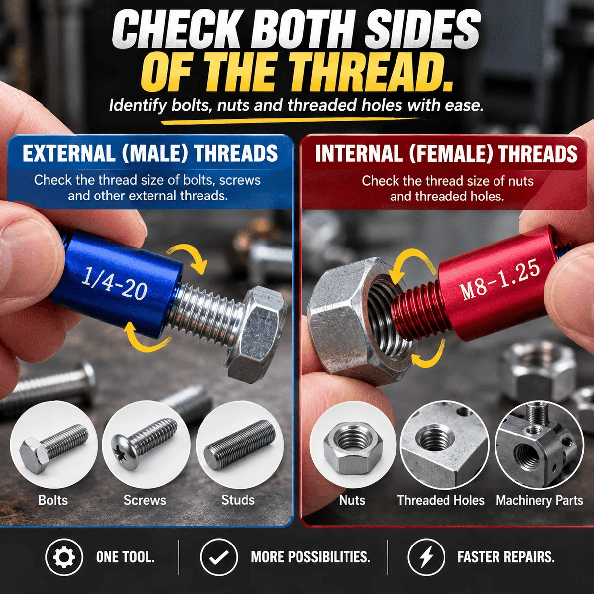 🔩 26-Piece Nut & Bolt Thread Gauge Set