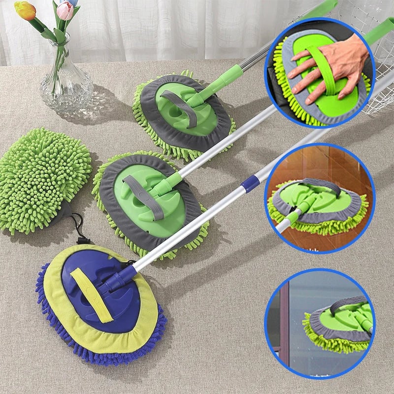 🎉⏳Time-Limited Special⏰Durable Aluminum Long Handle Telescopic Car Wash Mop – Soft Microfiber, Scratch-Free & Adjustable Length ✨