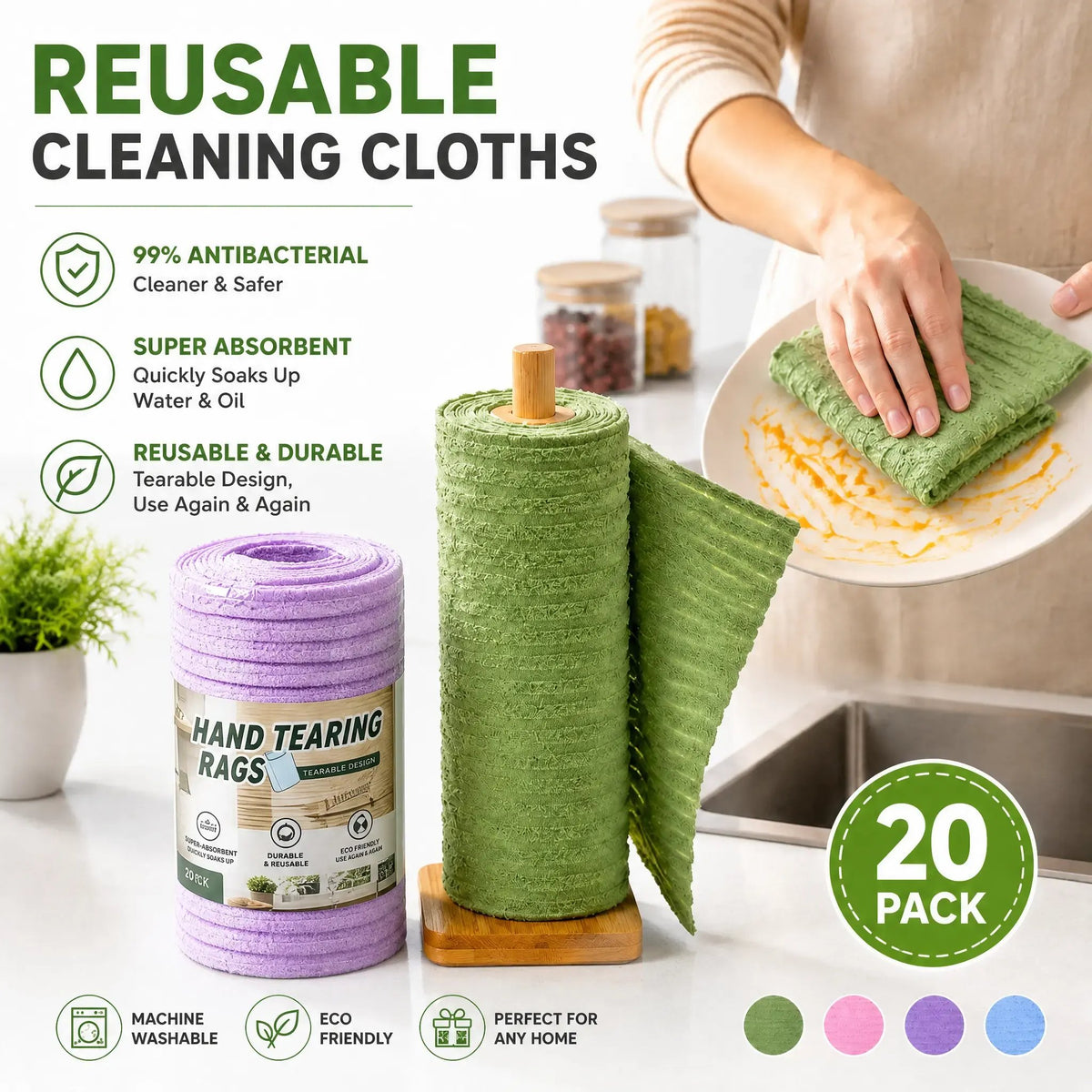 🔥LAST DAY 59% OFF✨Tearable Reusable Plush Cleaning Cloth Roll, Washable Absorbent Household Cleaning Towels 🧻