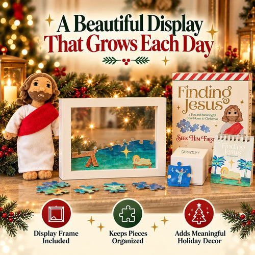 🎄 24-Day Finding Jesus Advent Calendar – Plush Doll, Bible Verses & Puzzle Set ✝️