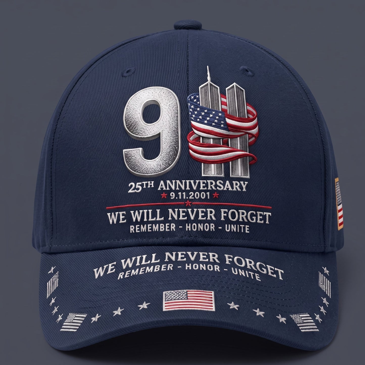 🔥LAST DAY 50% OFF - 9/11 25th Anniversary We Will Never Forget Embroidered Memorial Baseball Cap – Unisex Patriotic Memorial Hat🧢 100% Cotton