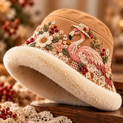 🌸 Women's comfortable soft-lined winter fisherman hat - floral and animal themed