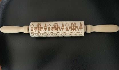 Stamp Cookies Instantly! No-Stick Engraved Beech Rolling Pin