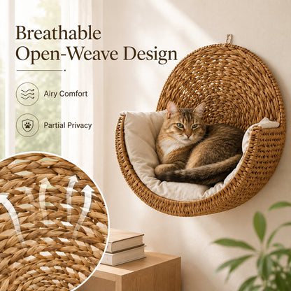 🐱 Purrfectly Cozy Handwoven Hanging Cat Bed