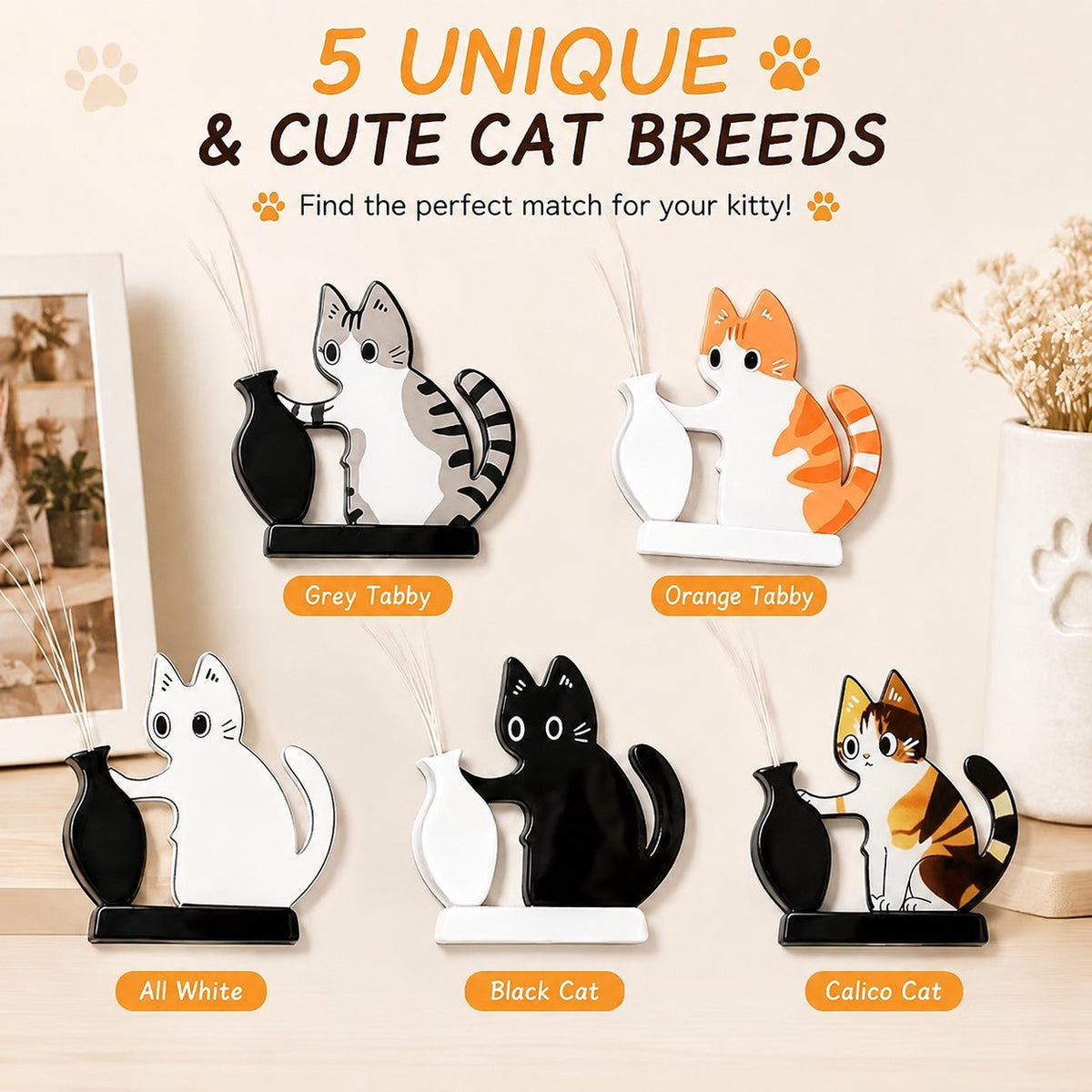 5 Pcs Cat Whisker Holder Refrigerator Magnets, Pet Memorial Decor