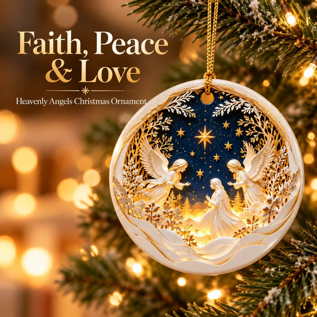 👼 Heavenly Angels 3D Christmas Ornament – A Beautiful Reminder of Faith, Peace & Love ✨❤️
