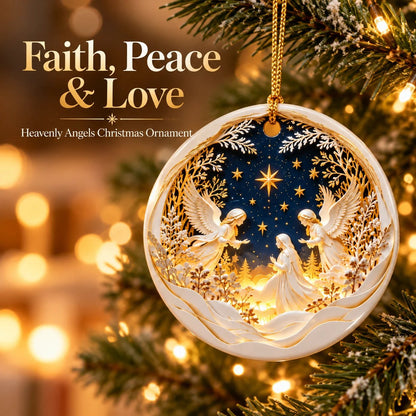 👼 Heavenly Angels 3D Christmas Ornament – A Beautiful Reminder of Faith, Peace & Love ✨❤️