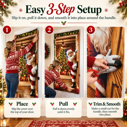 ⏰LAST DAY 50% OFF 🎅 🚪Santa & Reindeer Christmas Door Cover