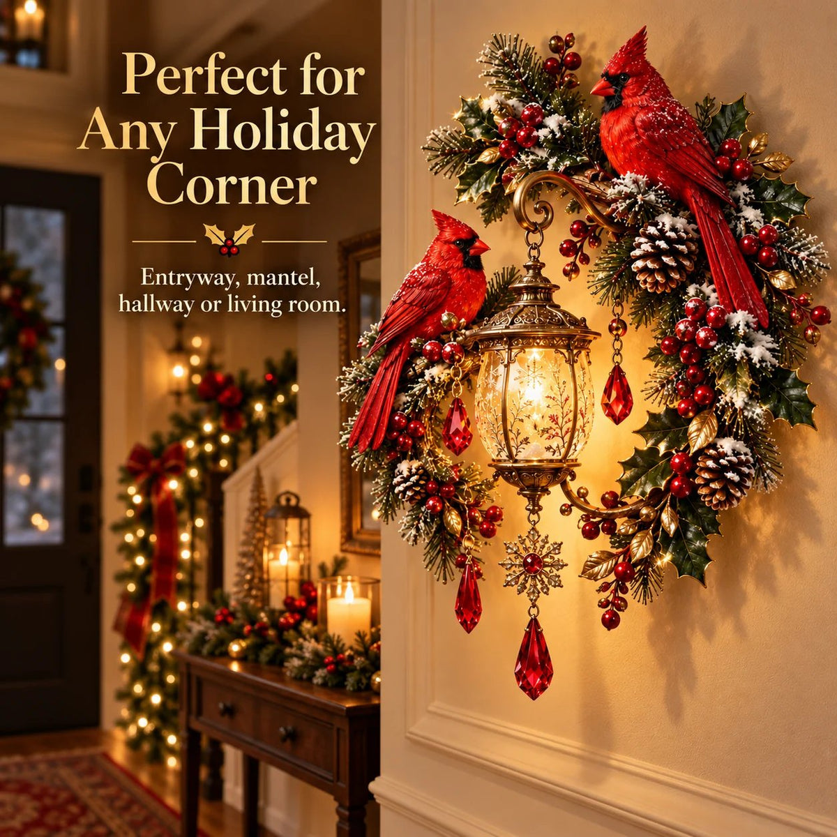🔥Buy 2 Get 20% OFF🔥Cardinal Christmas Lantern Glow™ – Lighted Holiday Wall Decor