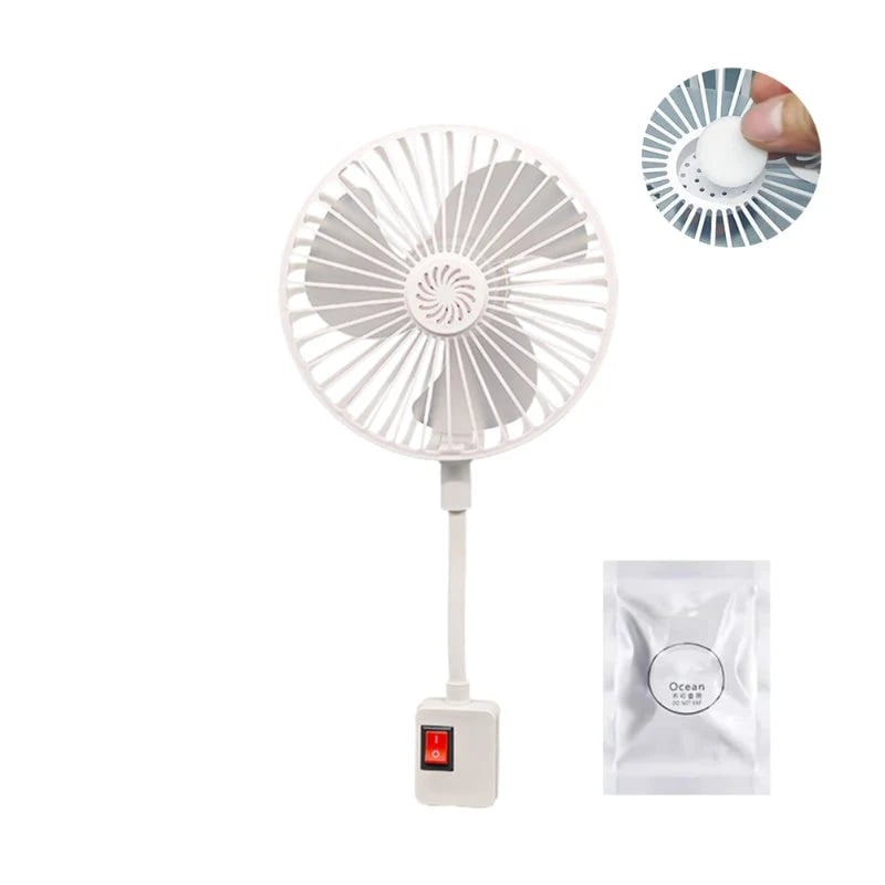 🌀🌿 360° bendable fan – quiet, scent slot, portable & cools every corner!