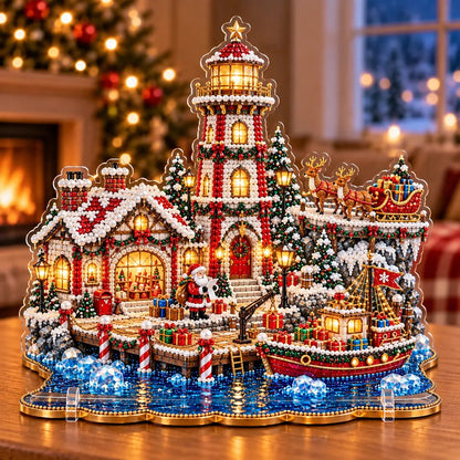🎄 LAST DAY 49% OFF – Premium 2D Pearl Christmas Lighthouse Diamond Painting Art Kit | Luxury Flocked Canvas with Scratch-Resistant Non-Fading Pearl Beads DIY Holiday Decor 🎅⛄️❄️