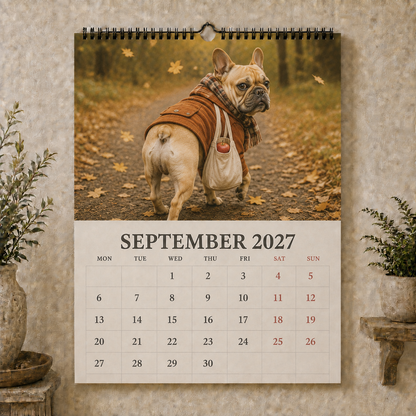 🐾 Funny French Bulldogs 2027 Wall Calendar – 12 Months of Charming Frenchie Moments