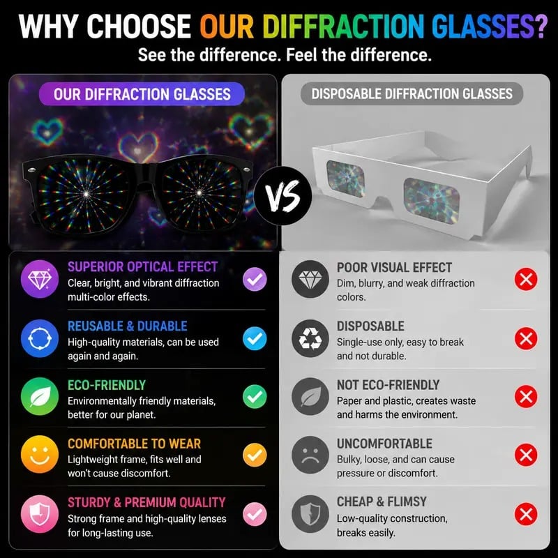 Dollar Sign Diffraction Glasses – Fun Light Effect Party Glasses