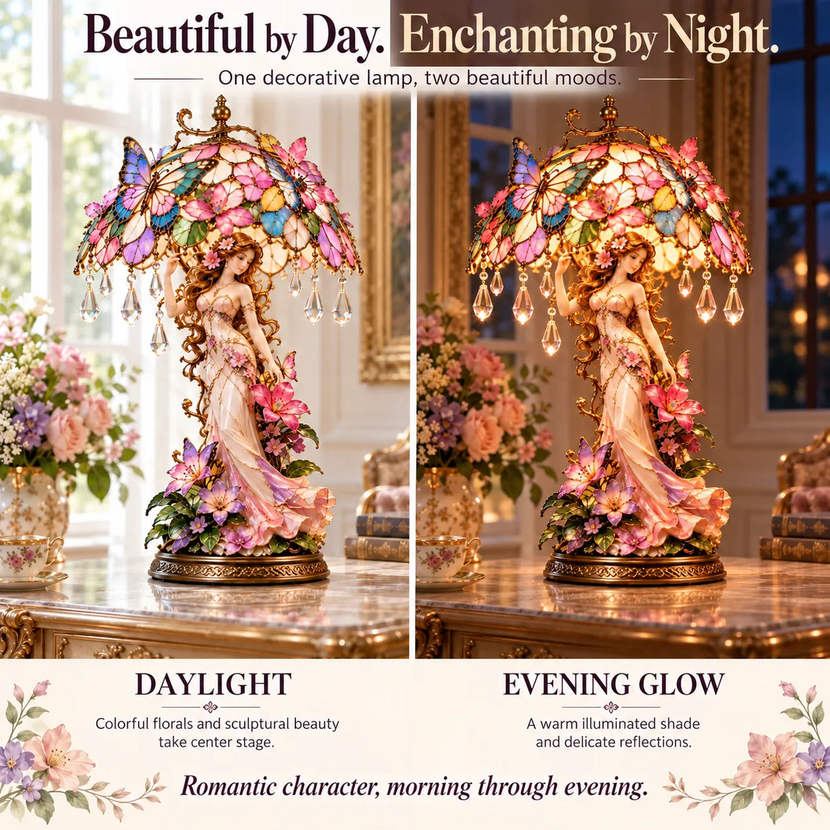 ⏳ Last Day 49% OFF – 🦋 Butterfly Blossom Fairy Light | Warm Floral Table Lamp with Crystal-Style Accents ✨