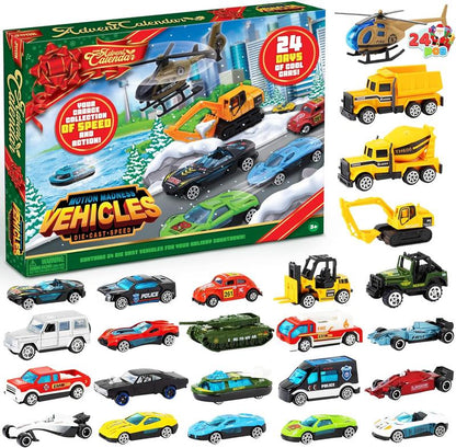 🚗 2026 Christmas Car Advent Calendar – 24 Days of Mini Diecast Vehicle Surprises for Boys & Kids