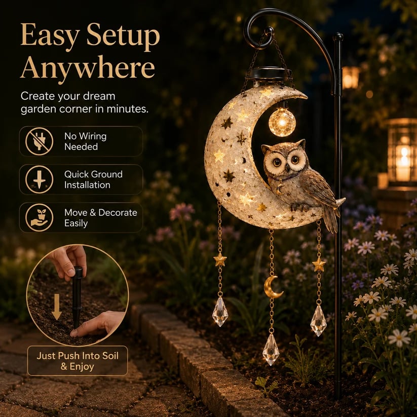 🔥Last Day 50% OFF -🌙Solar Owl Moon Garden Light🦉