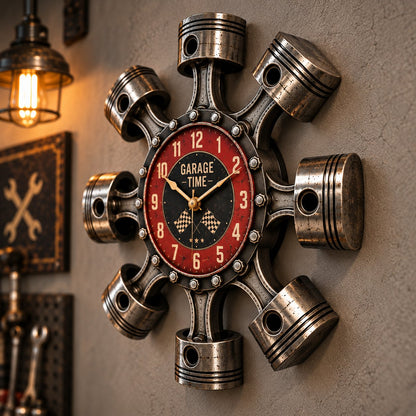 Hot Rod Piston Garage Wall Clock
