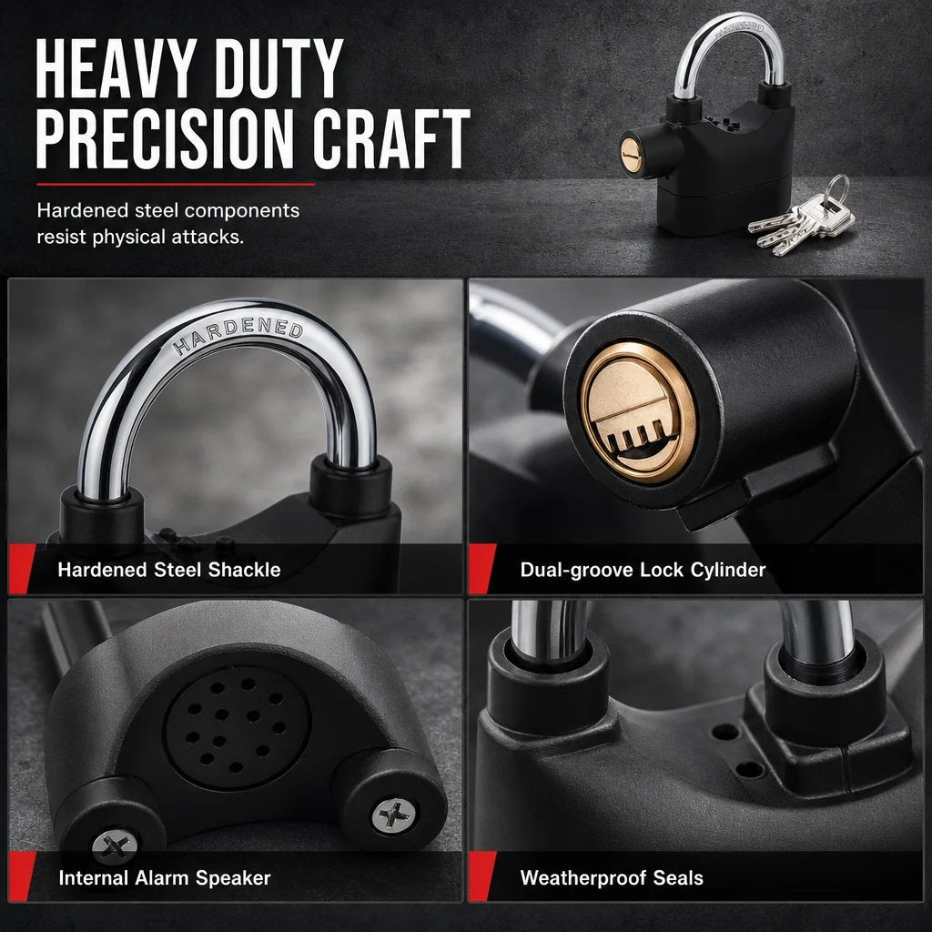 🚨Heavy-Duty Alarm Security Lock – Aluminum Alloy Anti-Theft Protection for Gates, Bikes & Storage