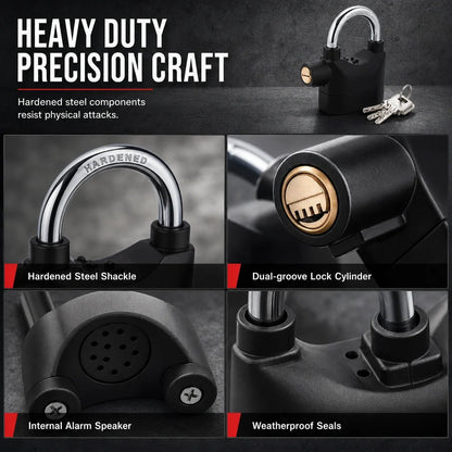 🚨Heavy-Duty Alarm Security Lock – Aluminum Alloy Anti-Theft Protection for Gates, Bikes & Storage