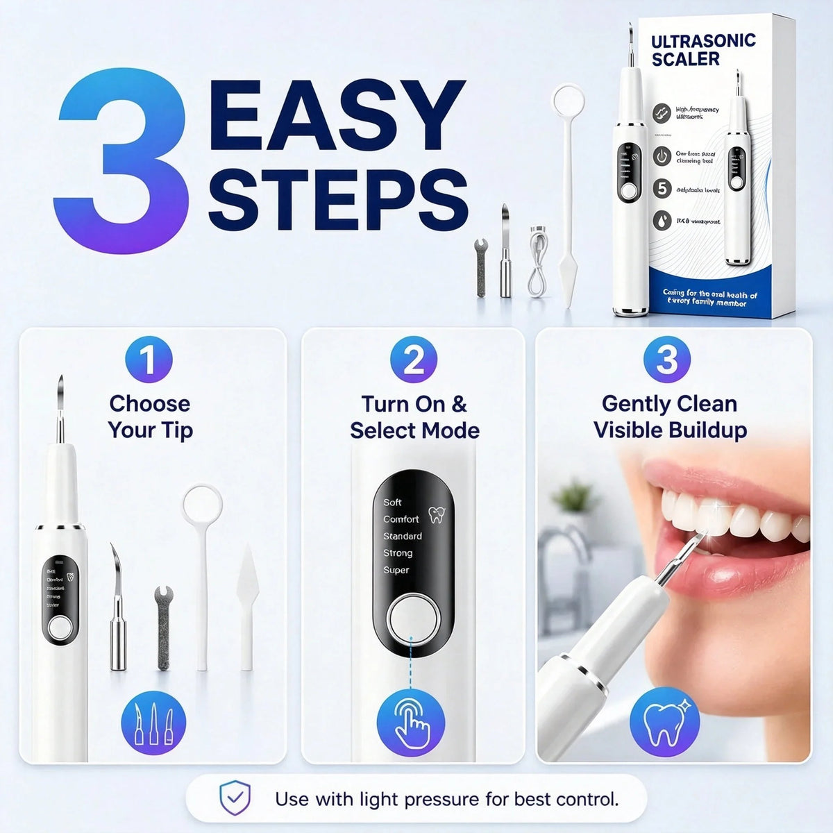 📢📢50% OFF !! ⏰Portable Ultrasonic Teeth Cleaner and Tartar Remover Set