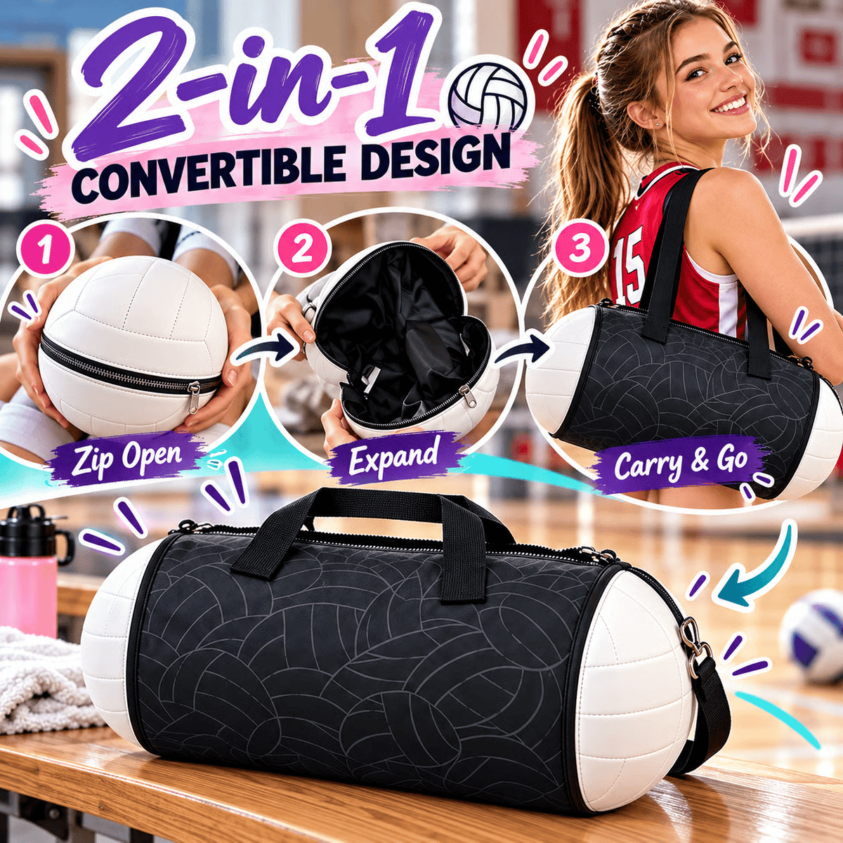 2-in-1 Convertible Volleyball Duffle Bag 🏐🎒
