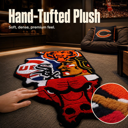 Illinois Chicago All-Team Hand-Tufted Area Rug 🐂🐻⚾