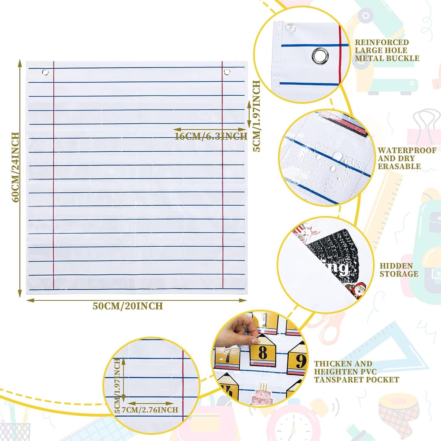 📅Back to School 2026-2028 Classroom Pencil Calendar Pocket Chart | 82 Educational Activity Cards🖍️