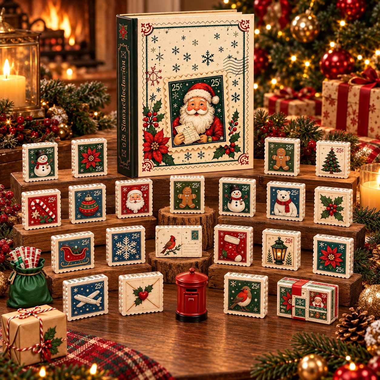 Christmas Stamps Advent Calendar – 24 Acrylic Postal Ornaments