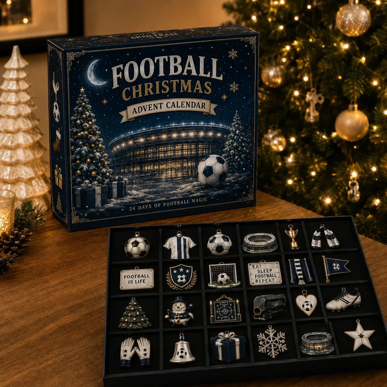 ⏳ Last Day 49% OFF – ⚽ Football Christmas Advent Calendar | 24 Collectible Acrylic Ornaments for Fans, Families & Holiday Displays 🎄