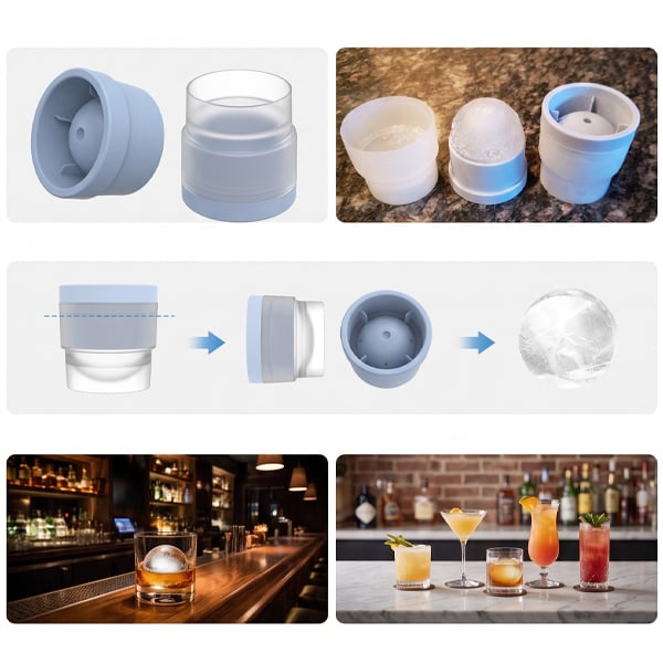 Ice Ball Maker Mold, Stackable Ice Sphere Tray For Easy Bar Drinks