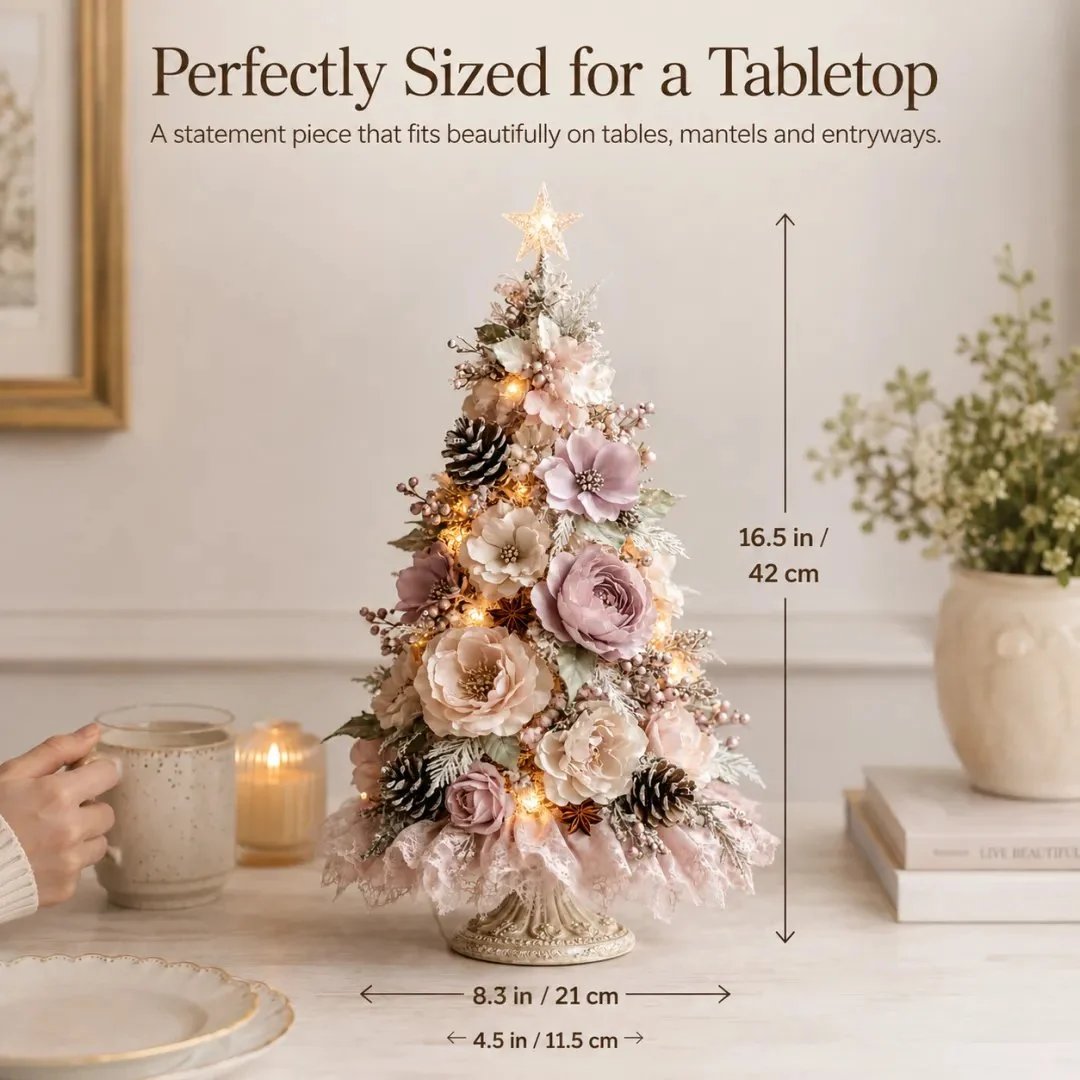 🌸🎄Blush Bloom Pre-Lit Floral Christmas Tree