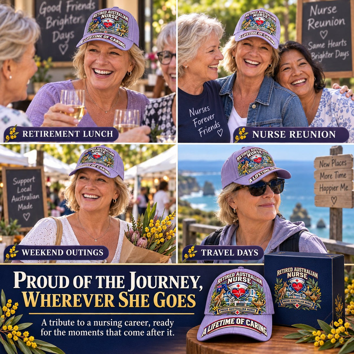 👩‍⚕️💖 “A Lifetime of Caring” Retired Australian Nurse Commemorative Cap| Cotton-Poly Blend • Detailed Embroidery • Adjustable Fit