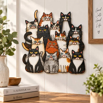 ⏰LAST DAY 50% OFF - Whimsical Cat Family Metal Wall Art😻🐾