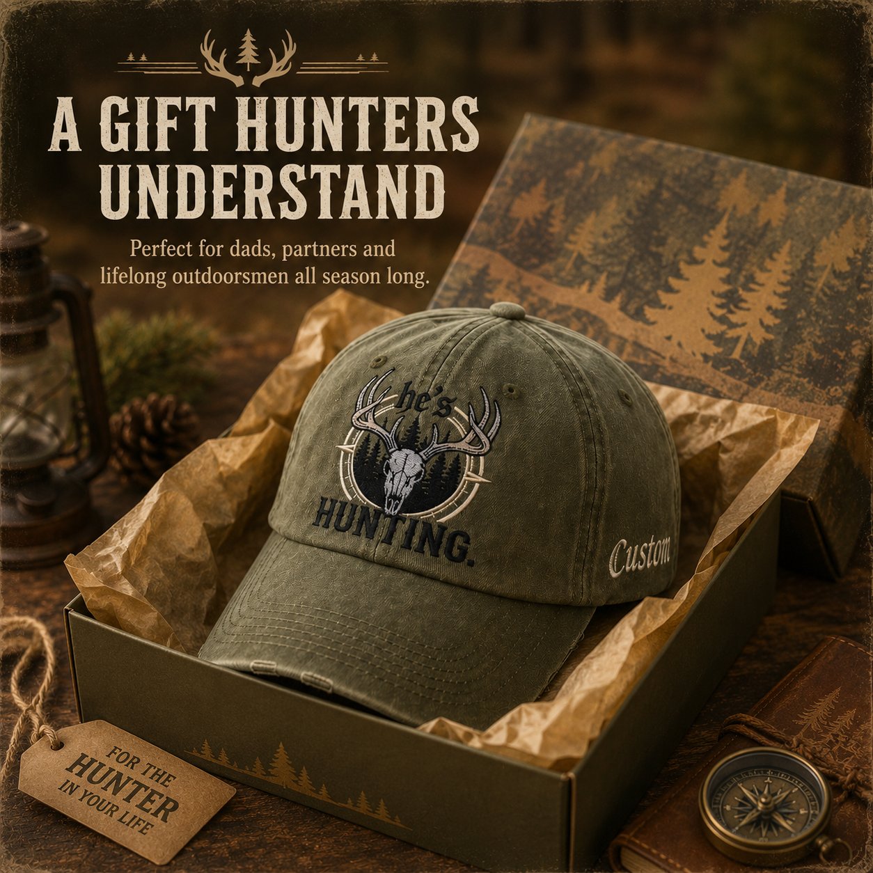 🦌 Deer Skull & Antler Embroidered Hunting Hat | Perfect Gift For Hunters 🎁