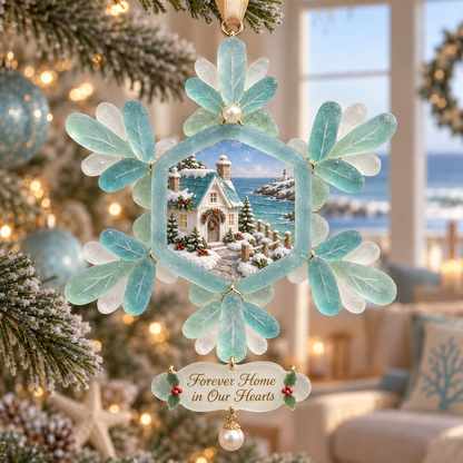 Coastal-style snowflake Christmas ornament