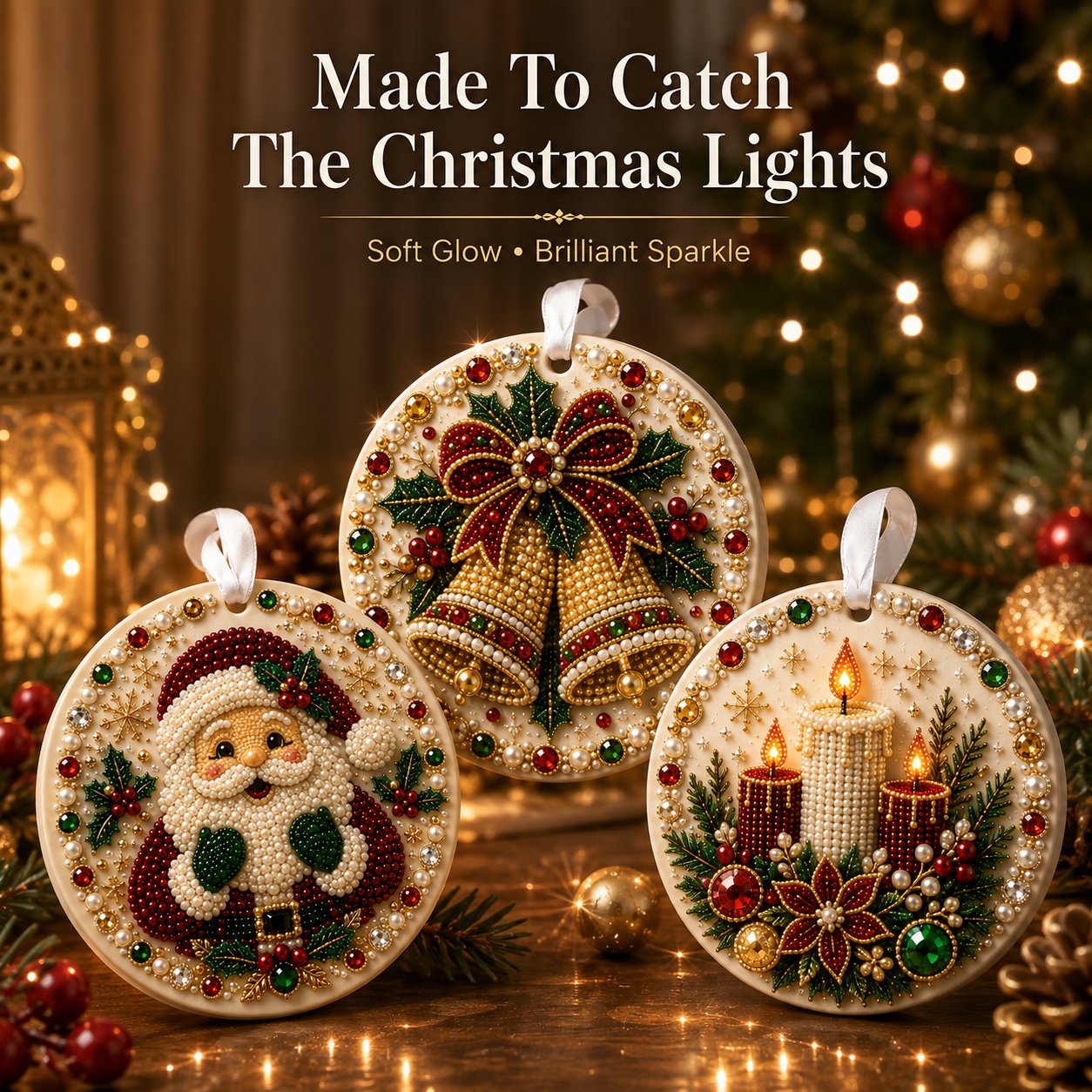 ⏳ Last Day 49% OFF – 🎄Beginner-Friendly DIY Pearl & Gem Christmas Ornament Kit Collection | 6 Festive Designs with Pearl-Style Beads, Faceted Gems & Raised Holiday Details ✨