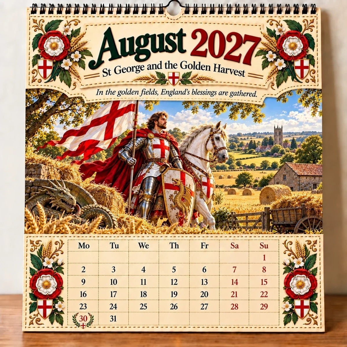 🗡️🐉 2027 England St George “Faith, Courage & Protection” Wall Calendar📅