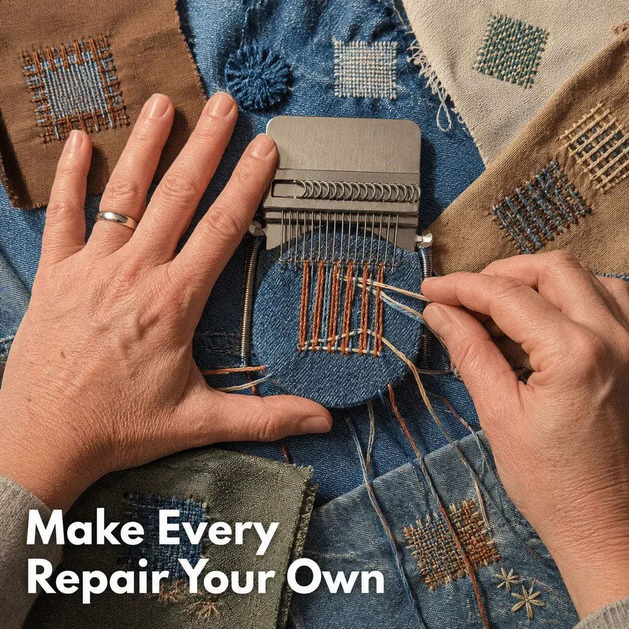 🧶Complete Visible Mending Loom Kit – 16-Hook Clothing Repair Set – Repair Sweaters, Socks & Denim