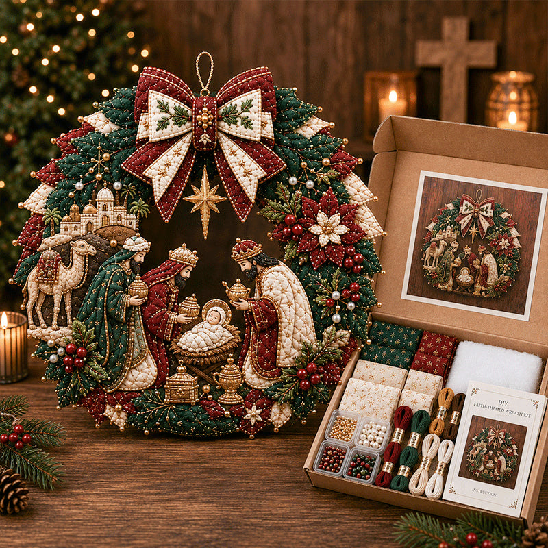 🔥49% Off Last Day -🎄 DIY Beaded & Quilted Christmas Wreath Kit