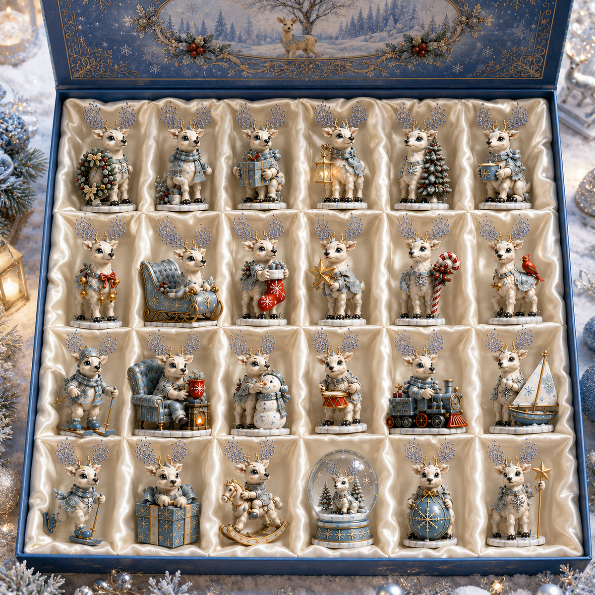 ✨24-Day Christmas Countdown Advent Calendar –Snowy Reindeer Ornament