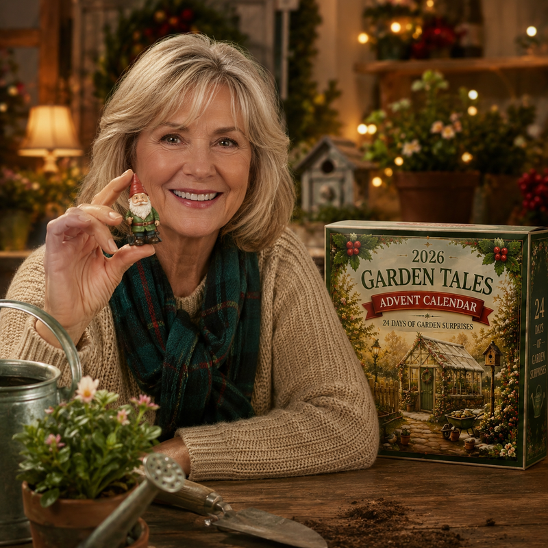 Woman enjoying Garden Tales miniature garden