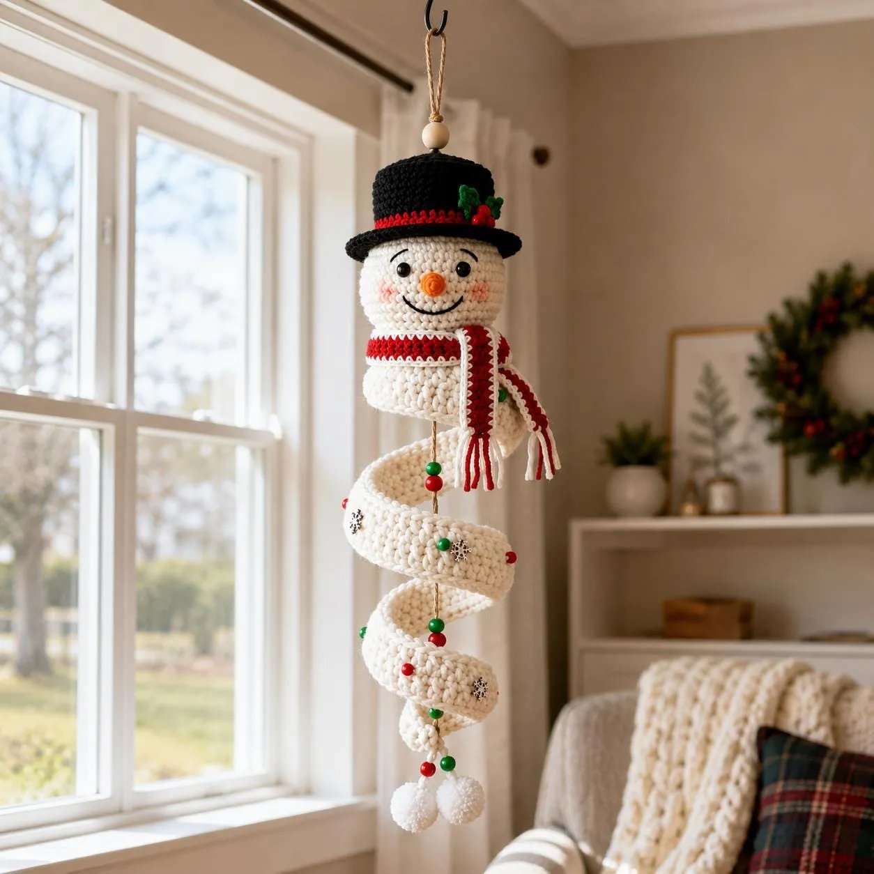 🔥 LAST DAY 49% OFF – ☃️ Crochet Snowman Spiral Ornament DIY Kit | Complete Beginner-Friendly Set with Soft Yarn, Crochet Hook, Festive Beads, Snowflakes & Step-by-Step Guide 🧶🎄✨