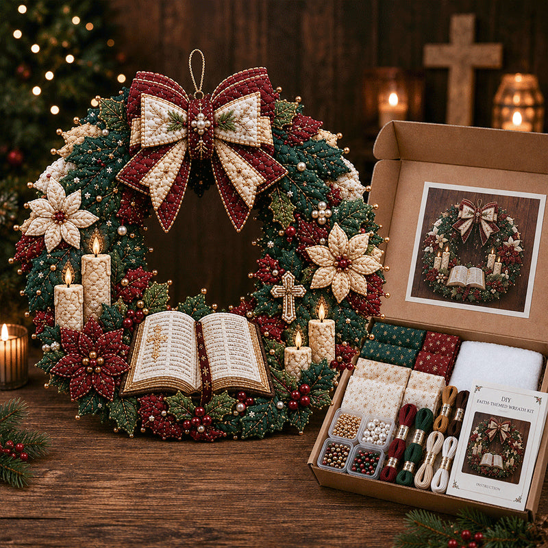 🔥49% Off Last Day -🎄 DIY Beaded & Quilted Christmas Wreath Kit
