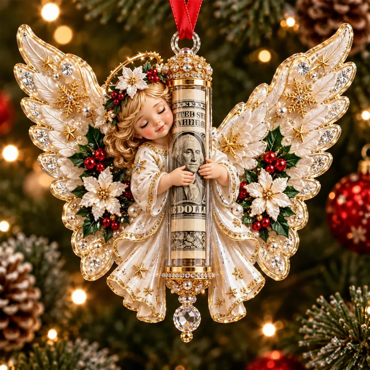 👼🎄Christmas Angel Cash Holder Ornament