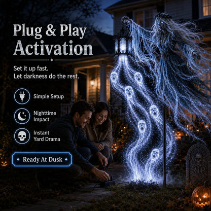 Soul Harvester Floating Wraith Light – Cold-White Halloween Yard Decor