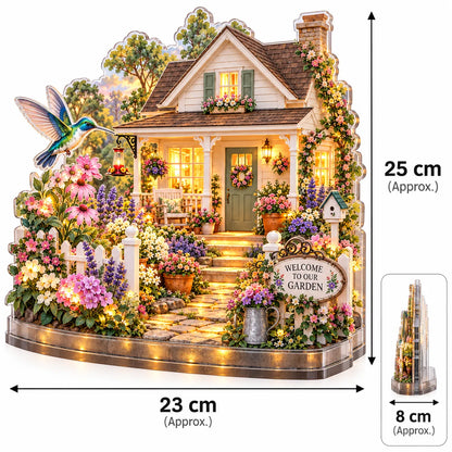 🌷DIY Layered Acrylic Garden Cottage Kit with LED Lights✨